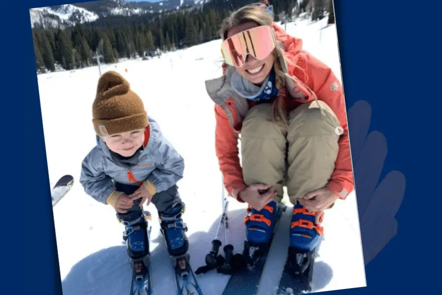 micro-influencers sharing a first time ski day with a toddler and mom