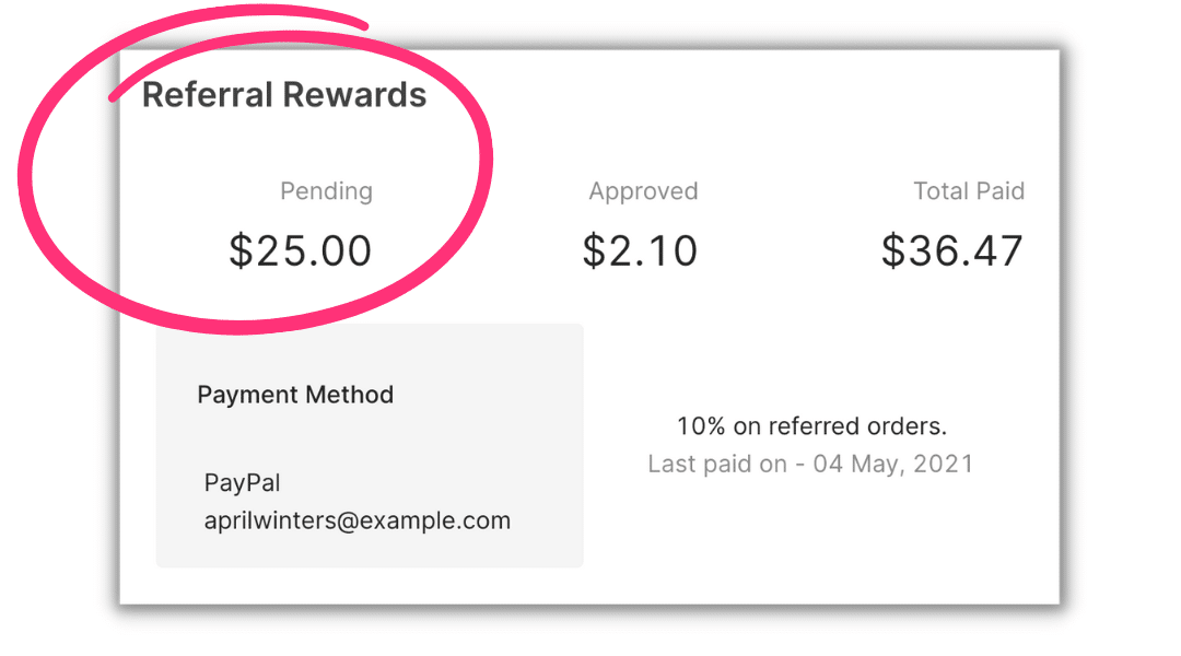 Referral Rewards and total payments