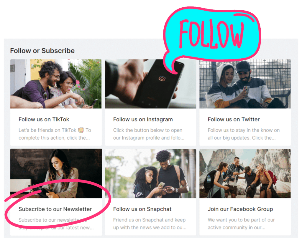 Grow your followers and subscribers quickly with actions.