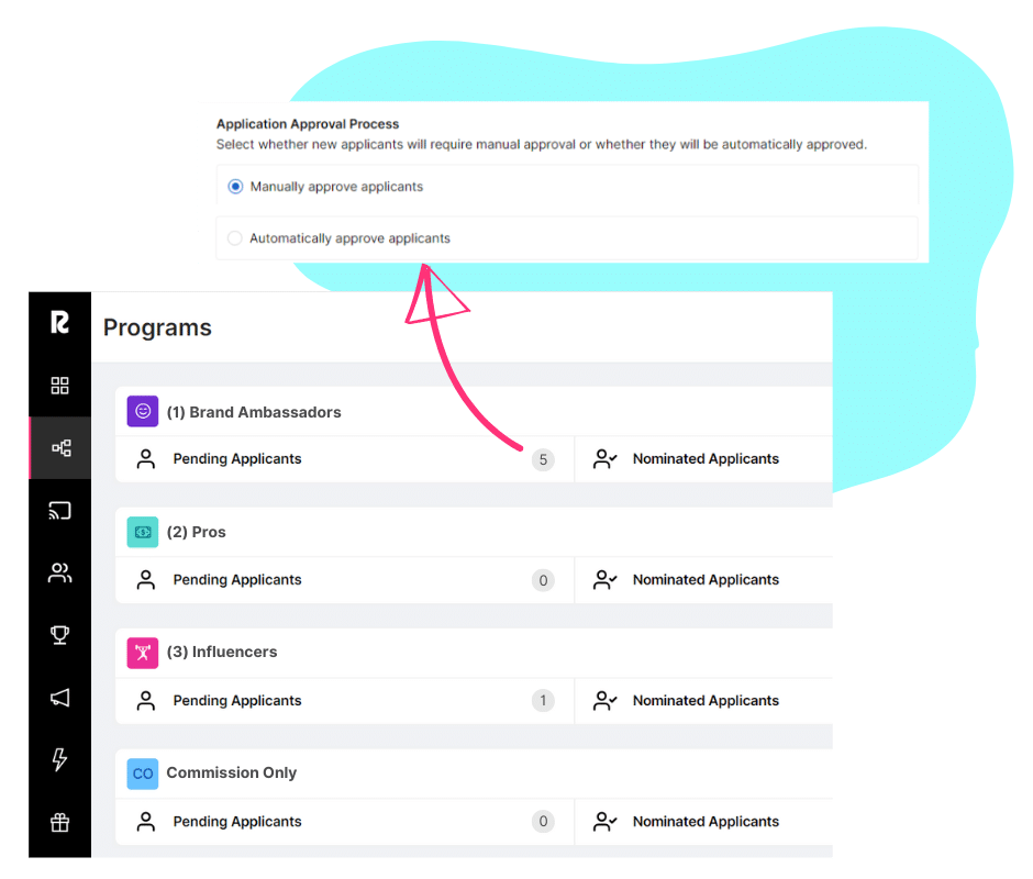 Roster program templates for ambassadors, athletes, creators, and affiliates