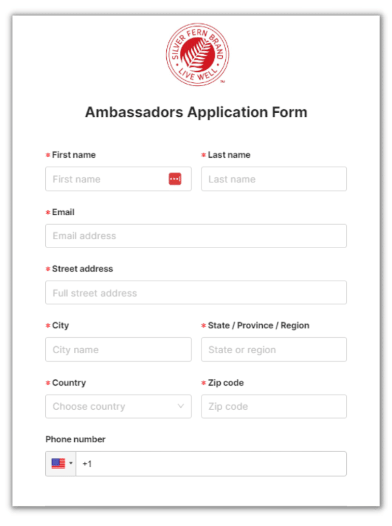 Becoming a brand ambassador can be as simple as completing an application form.
