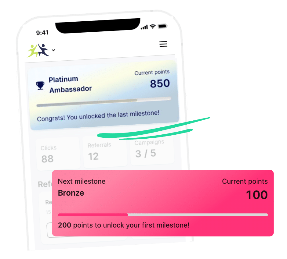 Guide new ambassadors through account setup with clear prompts that connect their social media accounts, user profile information, shipping information for products and rewards, and any questions you would like to know.