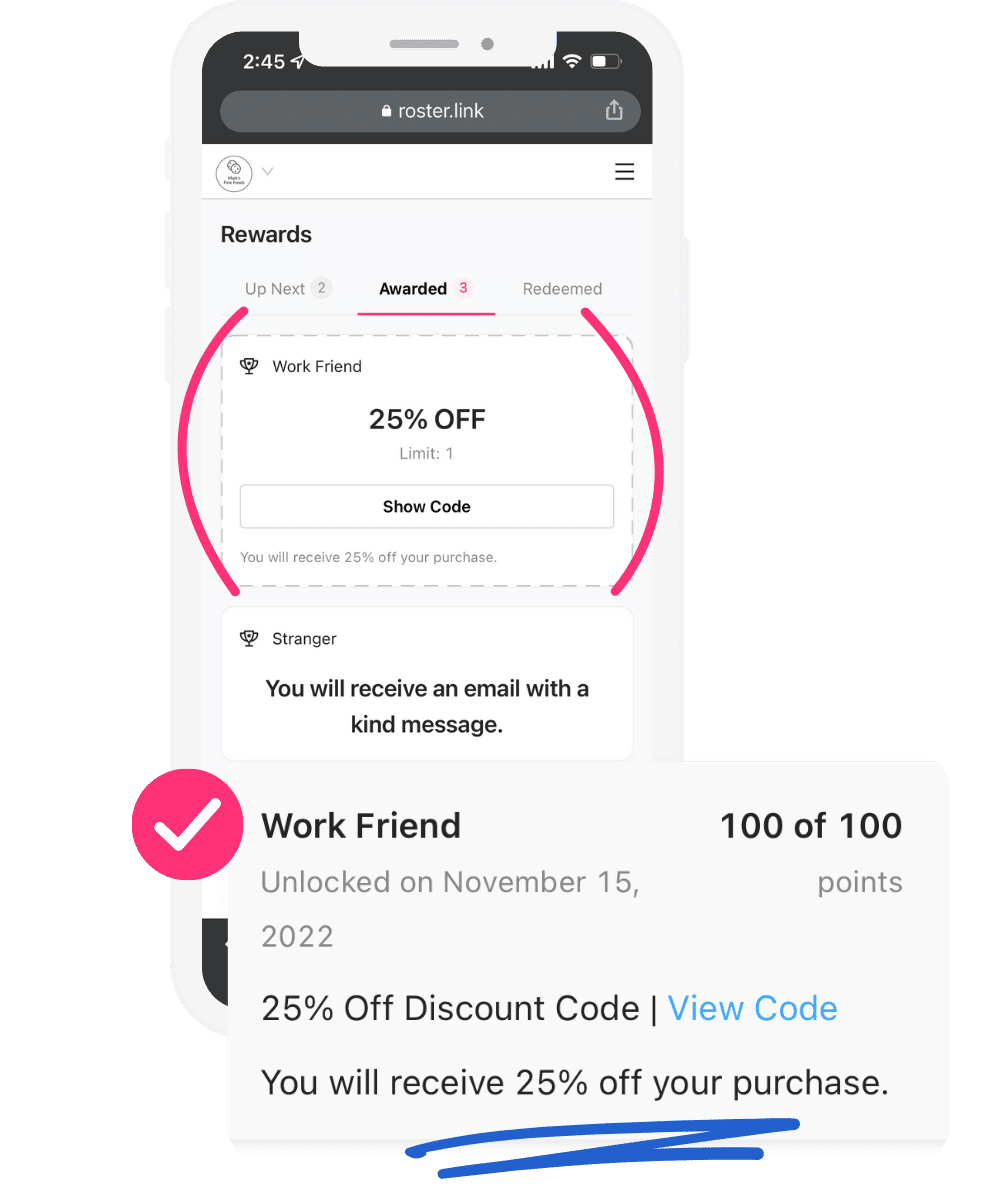 Reward discount rules in Roster attributed as personal orders