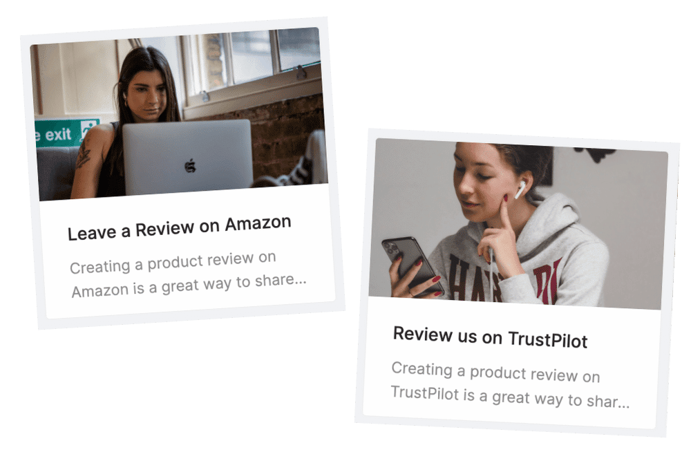 a UGC program is product reviews on amazon and trust pilot and more.
