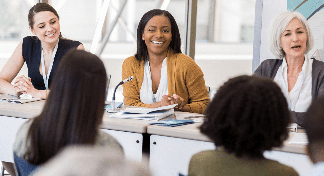 Women's empowerment panel for Women's History Month ideas. Host a virtual panel featuring women leaders in your industry or community.