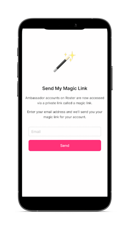 Roster's latest product updates is magic links for passwordless logins