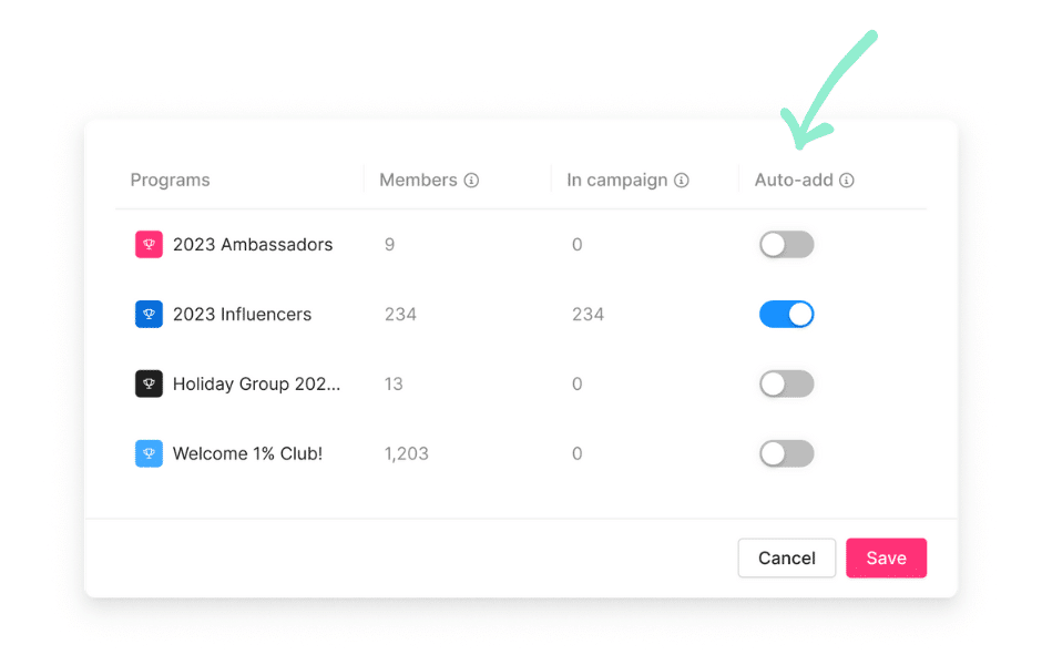 Roster product updates and enhancements for April 2023 include Automatically include new program members in your ongoing campaigns!