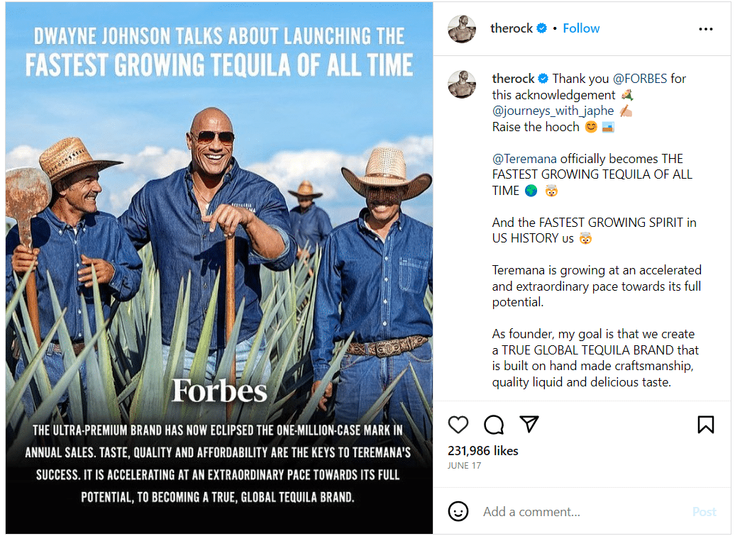 Dwayne Johnson therock fully capitalizes on his influence as a brand ambassador for his own brand