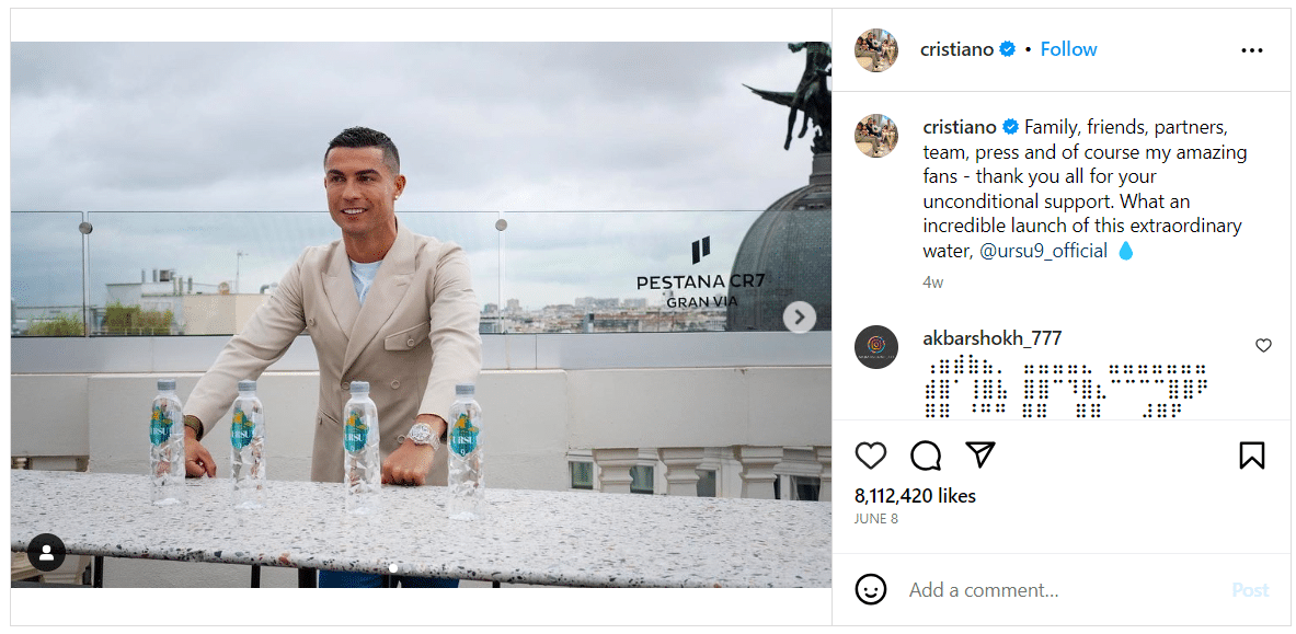 top earning brand ambassadors cristiano