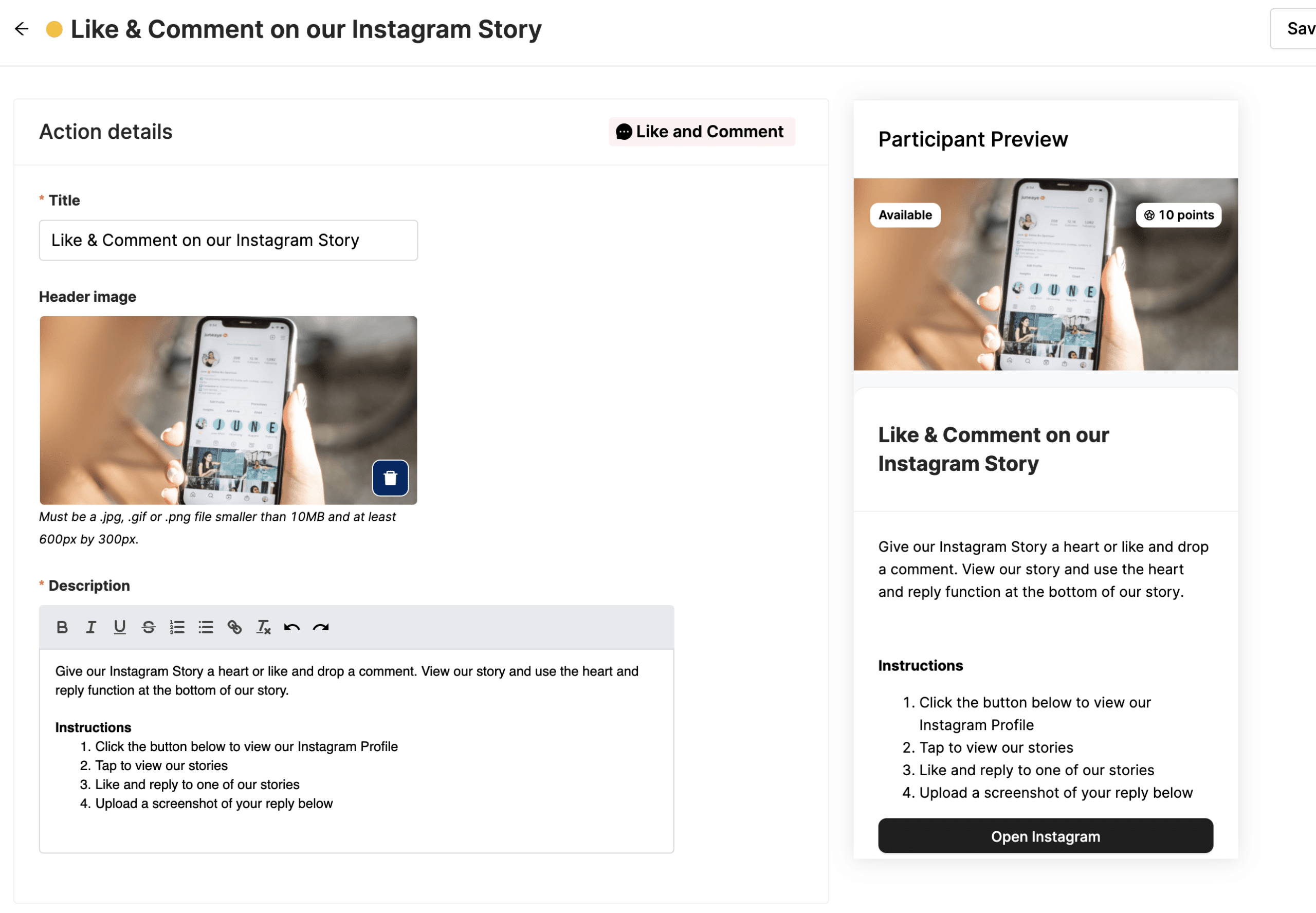launch actions to get existing brand ambassadors to share your Instagram Story for finding new ambassadors